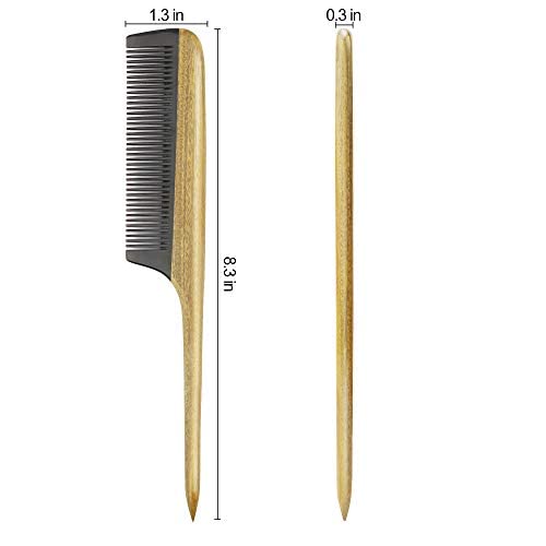 Onedor Hair Comb, 100% Natural Green Sandalwood Handmade Buffalo Horn Tail Comb - Anti-Static Sandalwood Scent Natural Hair Detangler Wooden Combs