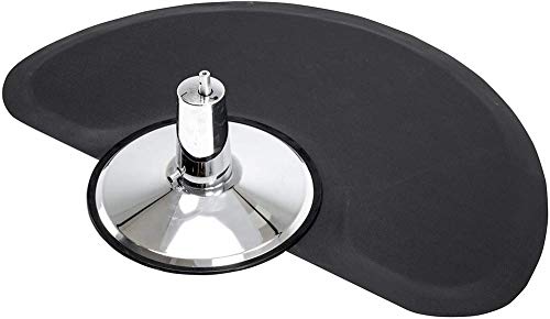 BarberPub 3 x 5 Feet Salon Floor Mat Anti Fatigue Barber Shop Chair Floor Mat for Hair Stylist Semicircle 1/2'' Thick 0020 (Black)