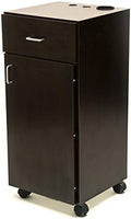 Buy-Rite Mia Portable Styling Station - 16" W x 16" D x 35" H, Extra Large Cabinet w/Adjustable Shelf, Easy-Glide Drawer, Rolling All-Wood Salon Trolley, Ships Fully Assembled, Black, BR-MIA