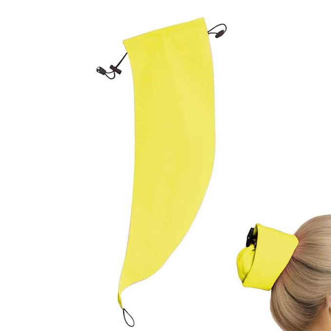 Waterproof Hair Sleeve for Long Hair, Reusable Adjustable Crown Washing Shower Cap Ponytail, Protect Styled Hairs, Quick Root Refresh, Wash Pony Caps for Women Pool Travel Gym Beach (Yellow)