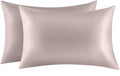 100% Mulberry Silk Pillowcases Set of 2 for Hair and Skin and Super Soft and Breathable Standard Size Nature Silk Pillowcases (Standard, Apricot Gray)