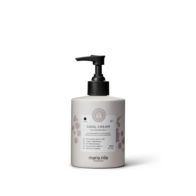 Maria Nila Color Refresh Cool Cream, 10.1 Fl Oz / 300 ml, Cool Dark Blonde Color Bomb, Semi-Permanent Pigments, 100% Vegan & Sulfate/Paraben free
