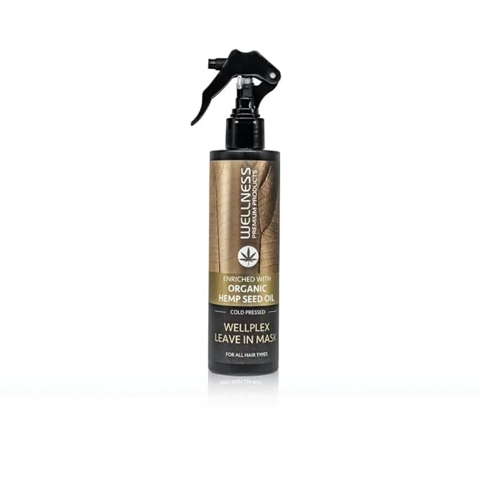 Wellness Premium Product Wellplex Hemp-Infused Leave-In Mask Spray for Damage Control | Enriched with organic cold-pressed hemp seed oil