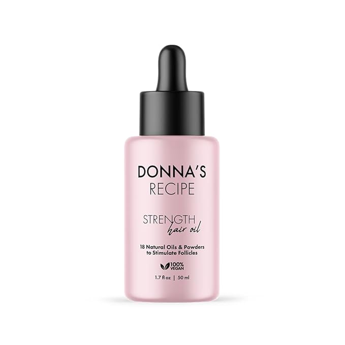 Donna's Recipe by Tabitha Brown Strength Hair Oil | 18-Natural-Oil & Powder Blend, Lightweight, Fast-Absorbing Scalp Treatment to Relieve Dryness & Build-Up, Strengthen & Nourish Hair (1.7 oz)
