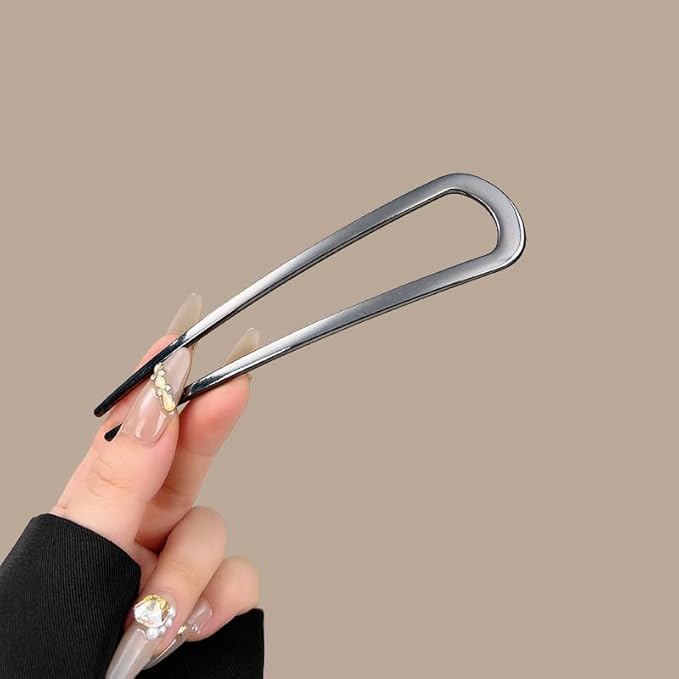 Multi-Use Non-Slip French Hair Pin for Women - Elegant Metal Hair Fork for Updos, Buns & Braids, Secure & Comfortable All Day,1pc (Black)