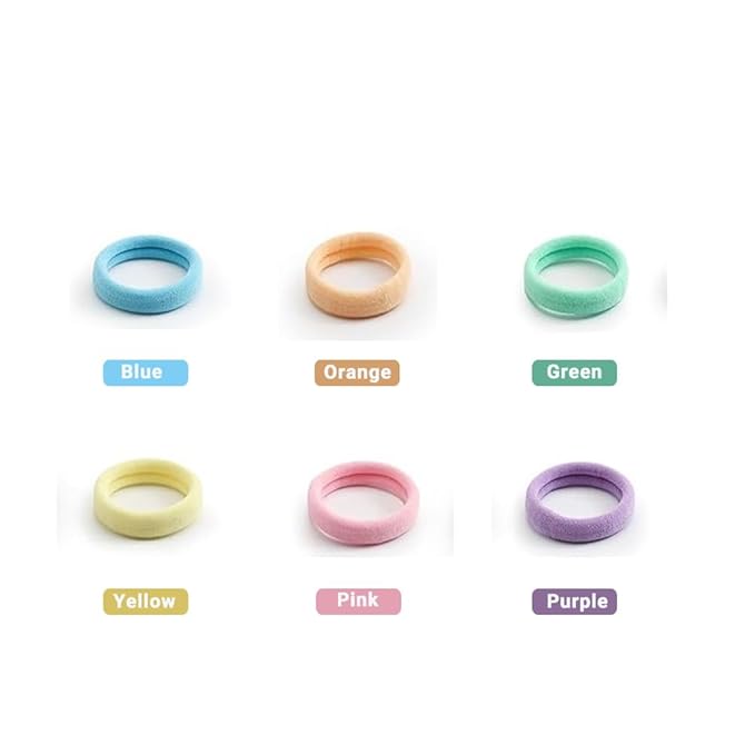 Hair Ties Hair Elastics Bands Seamless Cotton No Damage Thick Curly Hair Long-Lasting Braids Ponytails Holders All Hair Types Pain-Free Hair Accessories Women Men Candy Colors 50 PCS