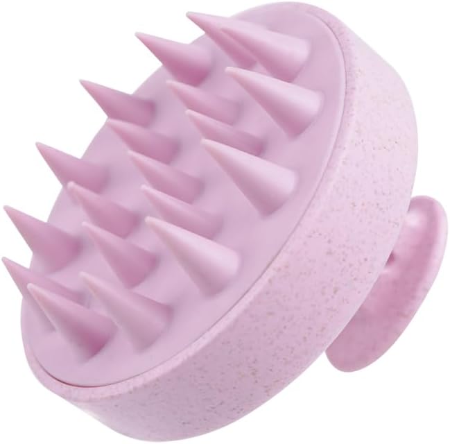 Scalp Massager Brush for Hair Growth – Silicone Scalp Scrubber & Scalp Exfoliator – Manual Scalp Massager Brush for Wet or Dry Use – Hair Massager Scalp Shampoo Brush Tool (Pink)