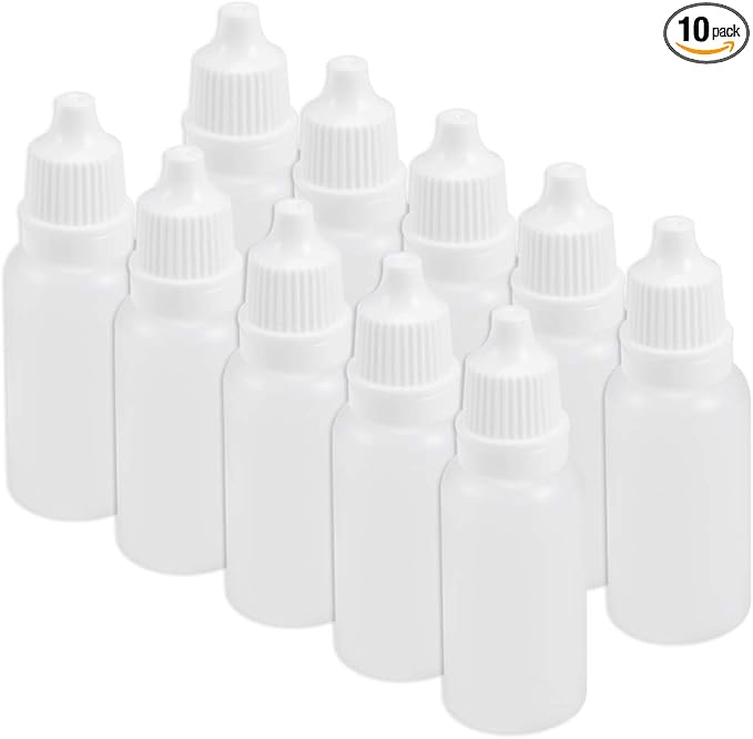 uxcell Plastic Dropper Bottle, 15ml/0.5oz Small Mouth Drop Bottles Empty Squeezable Eye Liquid Dropper Bottle 10pcs