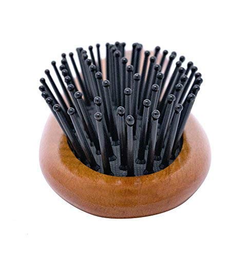 Spornette Carry On Wooden Handle Oval Cushion Mini Hair Brush #30-C Travel Size Brush Fits in Purse or Carry-On Bag for Quick Brush Outs, Detangling, Styling, Smoothing Thick, Normal & Thin Hair