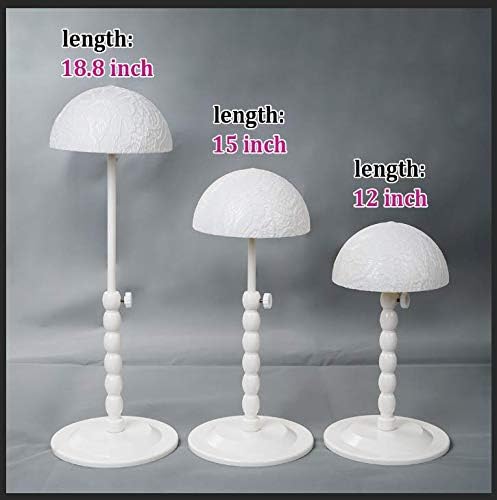 Youngther Wig Stand Adjustable Height Hat Display Portable Folding Wig Head Holders Plastic Wig Stand for Styling Wig Hair Drying Display (White)