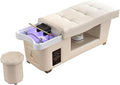 Professional Beauty Salon Shampoo Bed Head Spa Equipment with Water Circulation,Steamer,Shampoo Chair Luxury Head Care SPA Shampoo Bed (Beige)