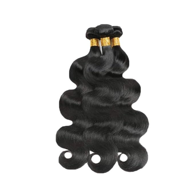 Natural Black Body Wave Human Hair Bundles Niegmeag Unprocessed Brazilian Virgin Remy Hair 3 Bundles 22 22 22 Inch Double Weft Soft and Silky Color 1B Body Wave Bundle Hair Weave