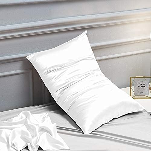 NTBAY 2 Pack Satin King Pillowcases for Hair and Skin, Luxurious and Silky Pillow Cases with Envelope Closure, 20x36 Inches, White