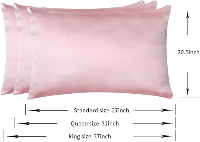 100% Mulberry Silk Pillowcases Set of 2 for Hair and Skin and Super Soft and Breathable King Size Nature Silk Pillowcases (King, Pink)
