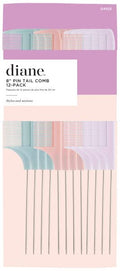 Diane 8" Pin Tail Combs, 12-pack, Assorted Colors, D4103