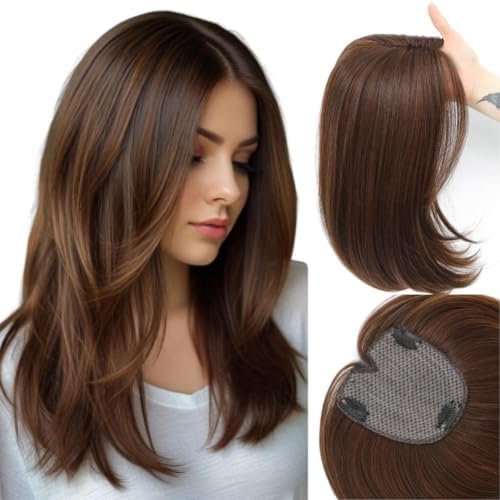 Hair Toppers for Women Large Base Toppers Hair Pieces for Women with Thinning Hair Clip Ins Fake Bangs Perfect Solution for Thinning-hair and Stylish Upgrade 15 Inch