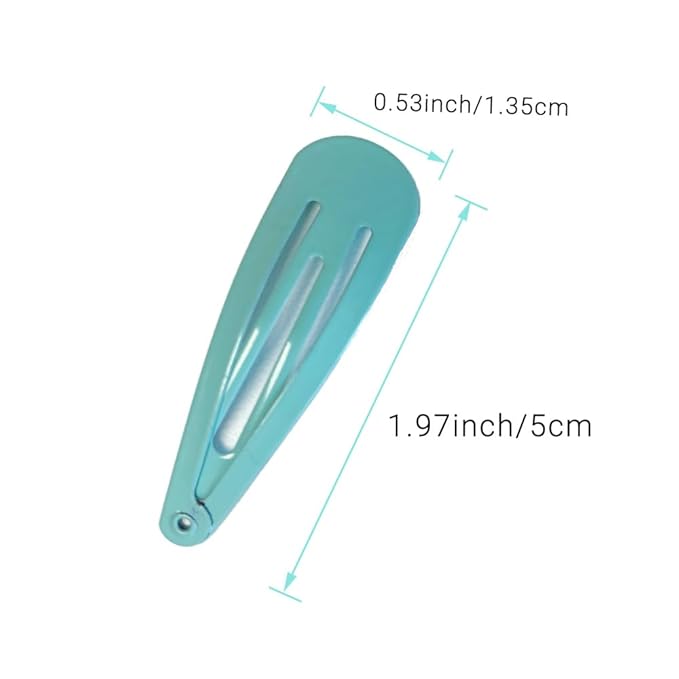 2 Inch Blue Green Hair Clips Barrettes Metal Snap Clips for Women Durable Water Drop Ideal Hair Accessories for Hairdressing Wedding and Everyday Use 20 pcs