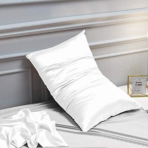 NTBAY Satin Body Pillowcase for Hair and Skin, Luxurious and Silky Pillow case with Envelope Closure, 20x54 Inches, White