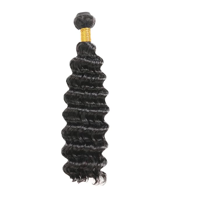 Bundles Human Hair Natural Black Deep Wave Bundles Niegmeag Peruvian Virgin Remy Hair Single Bundle 30 Inch Double Weft Soft and Silky Color 1B Deep Wave Bundle Hair Weave 100g