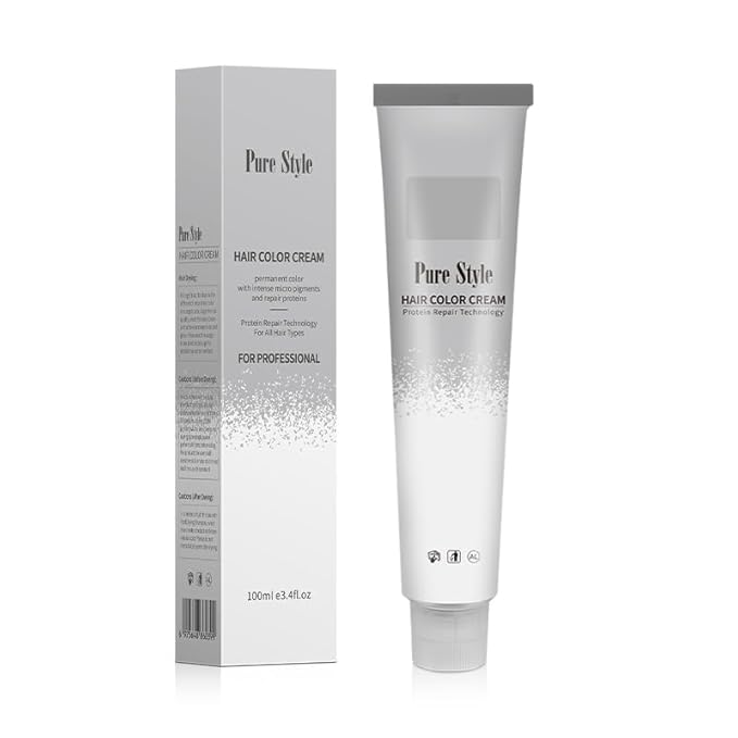 PureStyle 100ml Professional Permanent Hair Color Dye Cream Ammonia Free, Long Lasting Color, 100% Gray Coverage, Natural Shine, For All Hair Types Easy At Home Application (44/0 Light Neutral Brown)