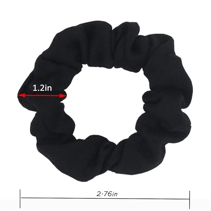 12pcs Cotton Hair Scrunchies Single Jersey Solid Color Ponytail Holders Elastic Hair Ties for Women Accessories (Hot Pink)