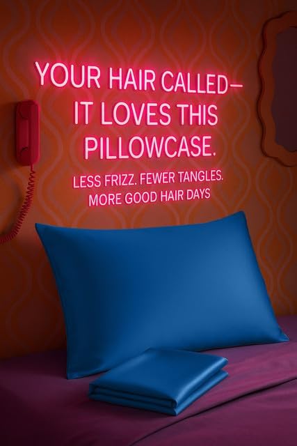 BLISSFORD Royal Blue Satin Pillowcase with Zipper, for Hair and Skin Care, Feels Soft and Cool Like a Silk Pillowcase, Satin Pillow Cases, Slik Pillow Cover, Standard Size - 2 Pack