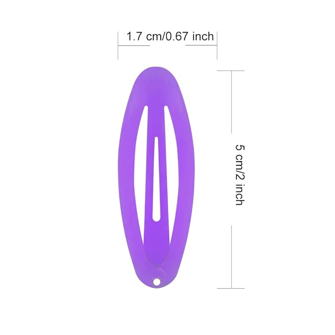 Hair Clips ECADY (100-Pack 20-Colors) Oval Non-Slip Snap Barrettes for Girls, Women, Kids - 2 Inch