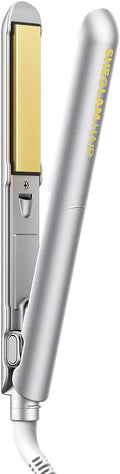 SHEGLAM Hair Straightener 1inch Negative Ion Flat Iron 60s Quick Heating Dual Voltage Sleek Chic Wide Glide