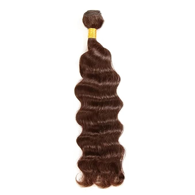 Color 4 Bundles Human Hair Brown Deep Wave Bundles 12 Inch Niegmeag Brazilian Grade 8A Virgin Remy Hair Extensions Double Weft Real Chocolate Hair Weave