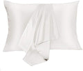 Silk Pillowcase for Hair and Skin 2 Pack 100% Mulberry Silk Bed Pillowcase Hypoallergenic Soft Breathable Both Sides Silk Pillow Case with Hidden Zipper, Queen Size Pillow Cases (White)