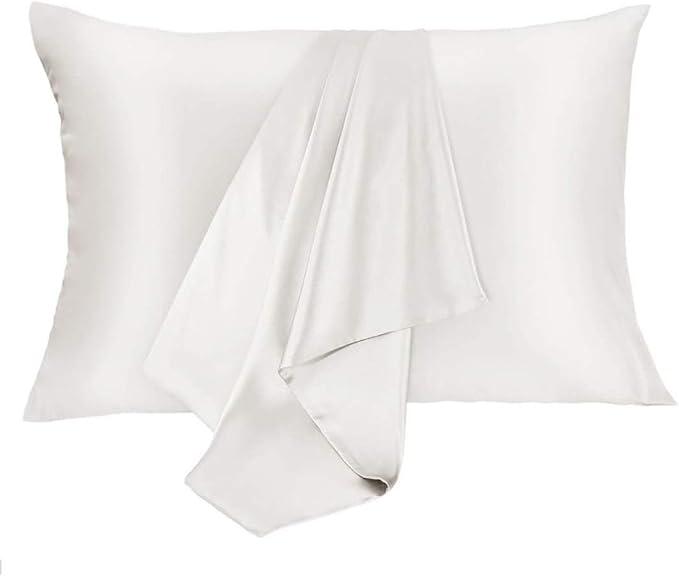 Silk Pillowcase for Hair and Skin 2 Pack 100% Mulberry Silk Bed Pillowcase Hypoallergenic Soft Breathable Both Sides Silk Pillow Case with Hidden Zipper, Queen Size Pillow Cases (White)