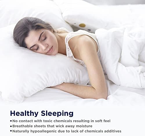 LANE LINEN 100% Organic Cotton Pillowcases - Standard Size and Crisp Cool Percale Weave Sleeping Pillow Covers Set of 2 Silver
