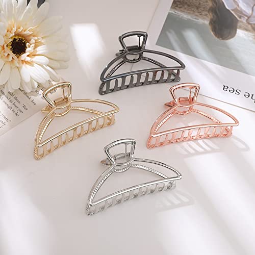 4 Pieces Metal Hair Claw Clips Set, 3 Inches Large Size Hair Catch Barrette Jaw Clamp Half Bun Hairpins for Women, Hair Accessories