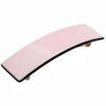 French Amie Fine 1" Wide Rectangular Celluloid Handmade Blush Pink with Black Edges Automatic Hair Barrettes for Women French Hair Clips