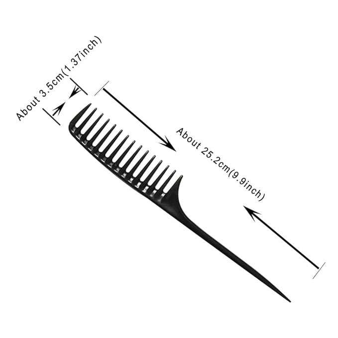 6 Pieces Hair Combs Wide Tooth Comb Hair Teasing Comb Tail Comb Salon Styling Comb Wig Comb (5 Colors）