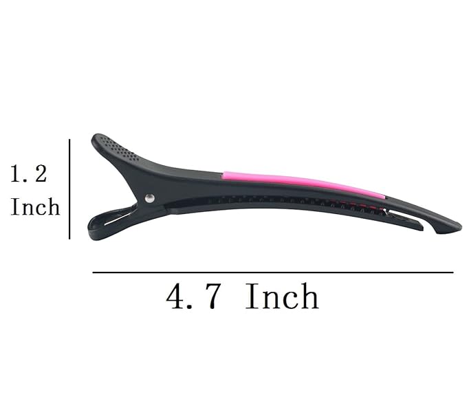 6Pcs/set Pinup Plastic Duck Bill Hair Clips for Sectioning Hair - Professional Non Slip Silicone band Clips Salon DIY Accessories Hairpins Hairgrip for Women(Blcak-Style3)
