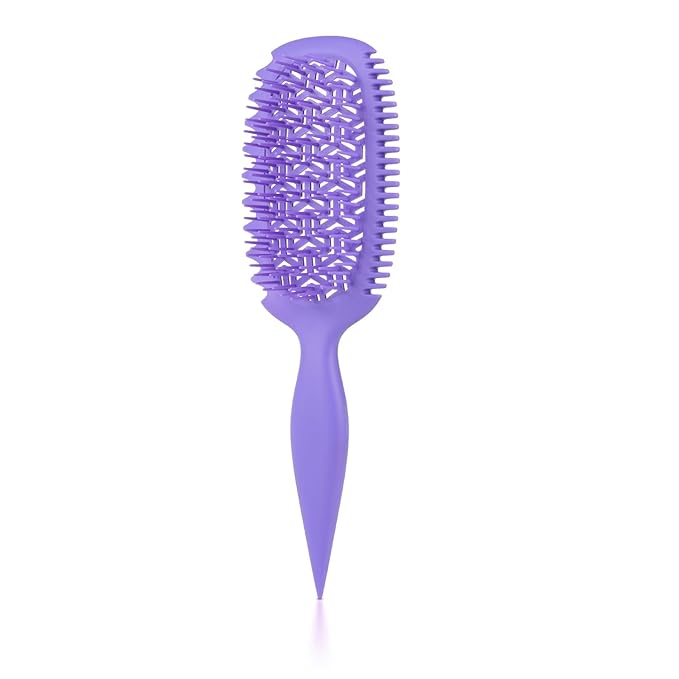 Curl Defining Brush, Vented Curly Hair Brush for Effortlessly Detangling Shaping and Styling, Candy Brush for Wet or Dry Hair Types for Women and Girl, Defining with Side Gear, Reduces Frizz (Purple)