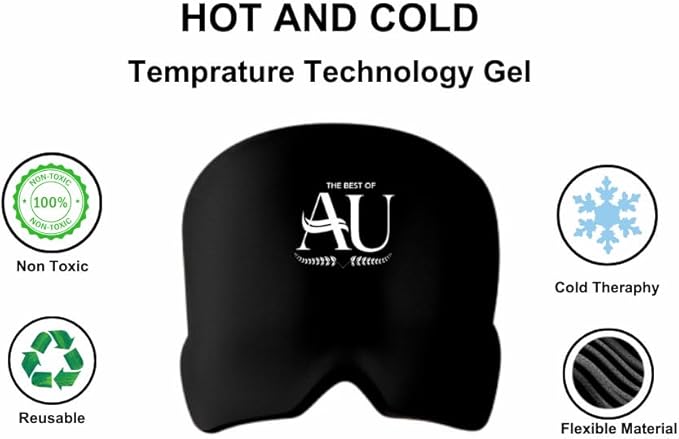 Migraine Relief Cap Ice Headache Hat – Hot & Cold Gel Therapy for Migraines, Tension & Sinus Pressure – 360° Cooling & Heating Headache Ice Pack for Men & Women (Black)