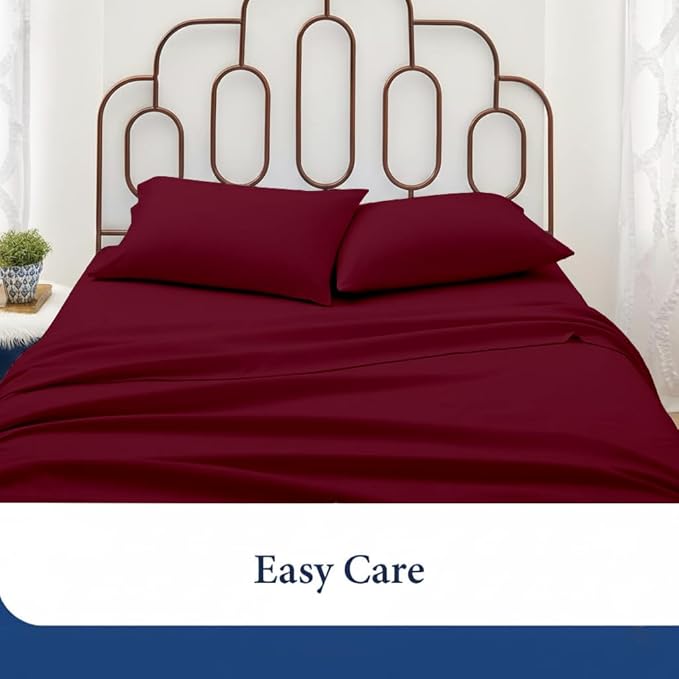 SKY BEDDINGS Queen Pillowcase Set of 2 - Soft Brushed Microfiber Pillow Cases with Envelope Clouser - Wrinkle-Free, Fade-Resistant Pillow Covers - 20 x 30 Inches, Burgundy