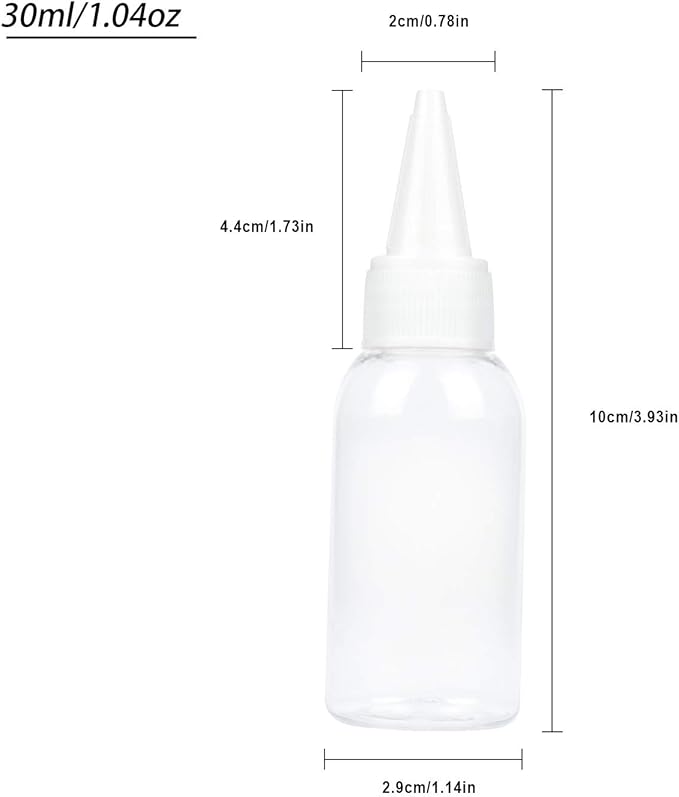TRENDBOX 1oz / 30ml Plastic Bottle Pointed Mouth Top Cap for Essential Oils, Liquid - 6 Pack