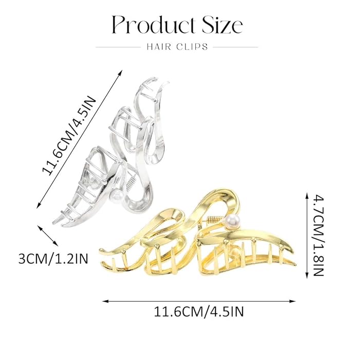 Fashey Hair Claw Clips Gold Metal Hair Clip Large Claw Clips for Thick Hair Accessories for Women
