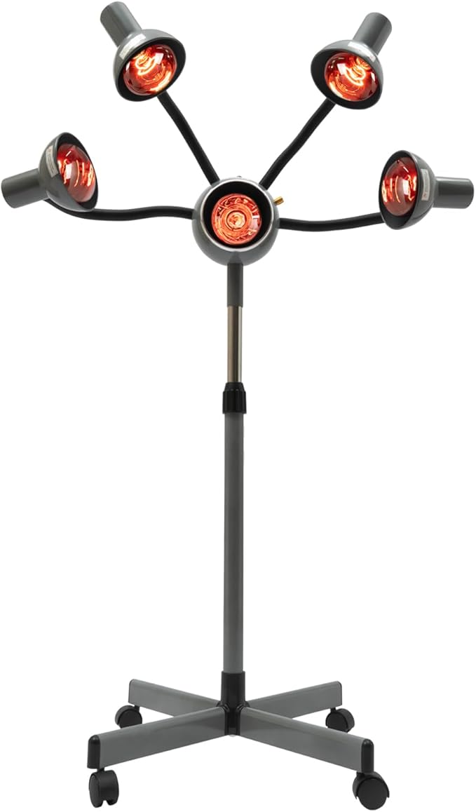 5 Head Infrared Heat Lamp, 110V Adjustable Height & Angle Salon Hair Steamer, Perming/Dyeing/Baking/Hair Care Salon Heat Lamp, for Hair Salons, Homes