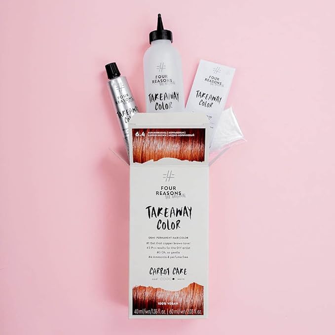 Four Reasons Original Takeaway Color - Toasted Honey – 7.74 Light Copper Brown - Demi-Permanent Hair Color - Ammonia-Free and Fragrance-Free Hair Dye - 100% Vegan & Cruelty Free