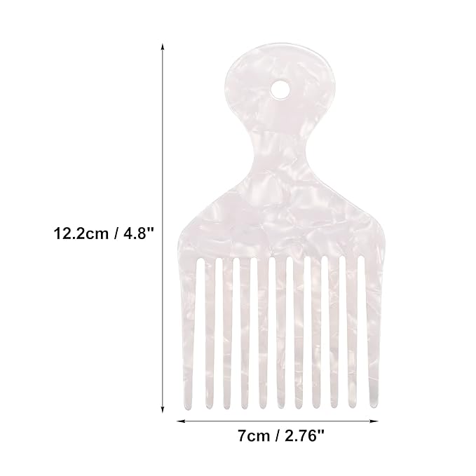 VOCOSTE Wide Tooth, Afro Hair Pick Comb, Hair Styling Tool for Men Women, Plastic, White, 4.8 Inch