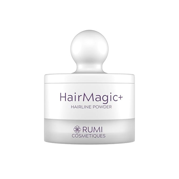 Rumi Cosmetiques HairMagic+ Root Touch Up Powder – Instant Gray Hair Coverage & Hairline Filler – Water-Resistant, Natural Finish, Nourishing Formula with Argan Oil & Vitamin E (Medium Brown)