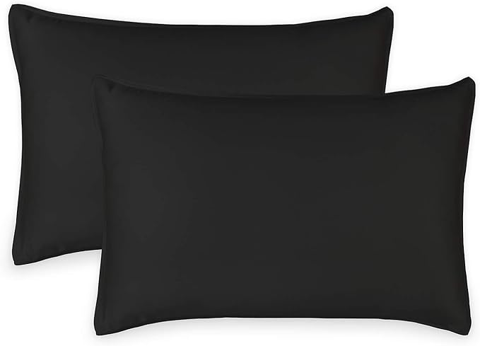 Queen Pillowcases by Pure Bamboo, Genuine 100% Organic Viscose Derived from Bamboo, Luxuriously Soft & Cooling, Double Stitching, Envelope Closure (2 Queen Pillowcases, Black)