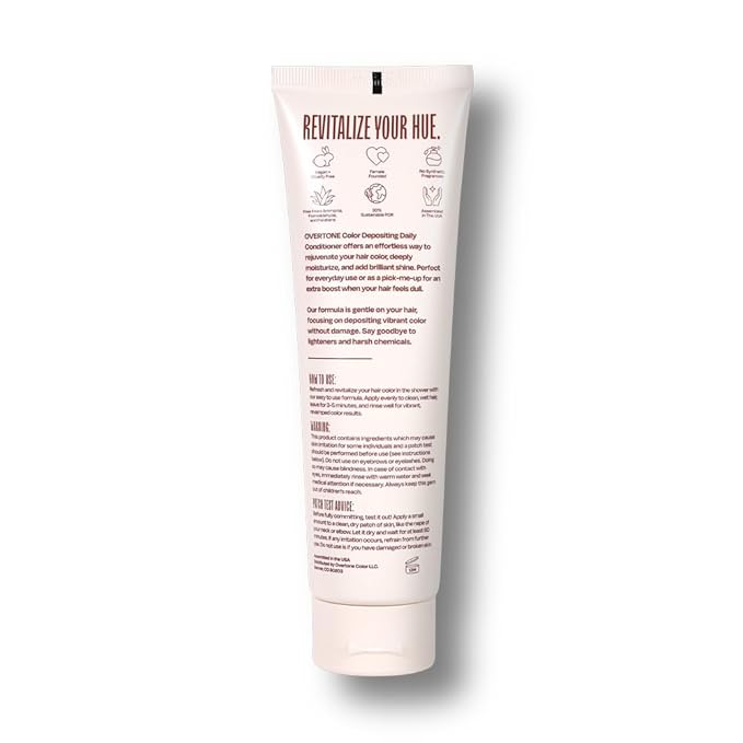 Overtone Daily Color Depositing Conditioner for Dyed & Natural Hair - 4.5oz Temporary Coloring with Shea Butter & Coconut Oil - Refresh Color & Prevent Fading - Vegan & Cruelty-Free, Cherry Chestnut
