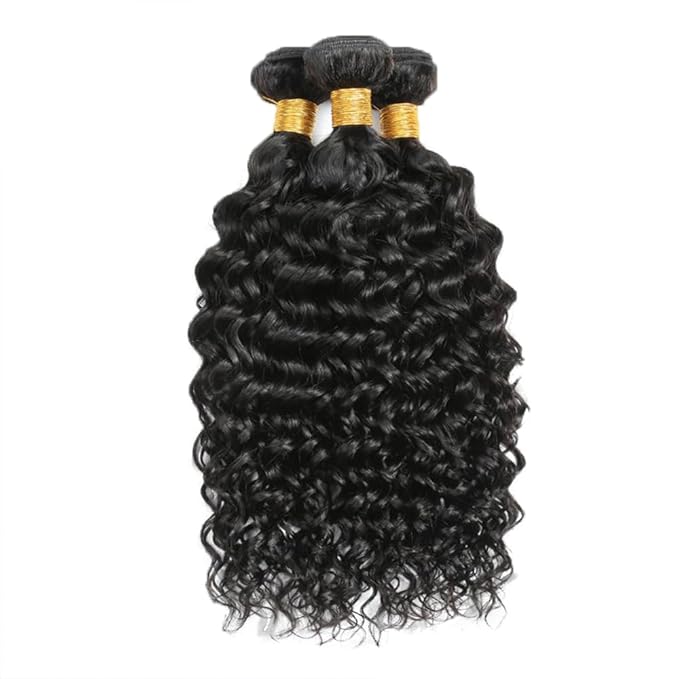 26 28 30 Inch Color 1B Bundles Human Hair Natural Black Water Wave Bundles Niegmeag Peruvian Virgin Remy Hair Extensions Double Weft Hair Weave 300g