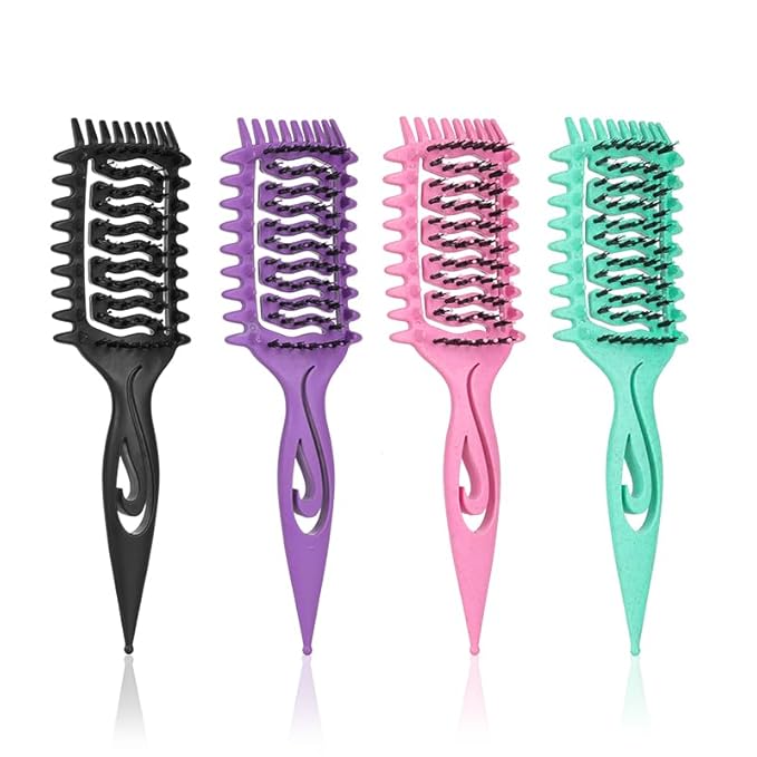 Curl Defining Brush, Curly Hair Brush for Detangling Shaping and Styling Curly Hair, Vented Candy Brush for Wet or Dry Hair Types for Women and Girl, Defining with Side Gear, Reduces Frizz (Black)