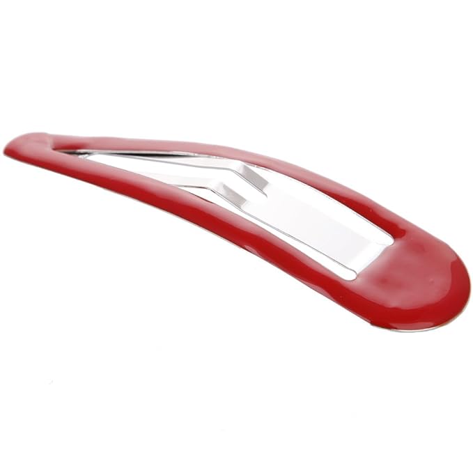 LONEEDY Pack of 10 Large Metal Stoving Varnish Hair Snap Clips,3.5 inch Long No-slip Hair Clips Barrettes For Women and Girls (Red)